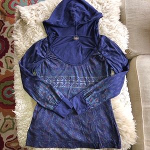 LANGUAGE LOS ANGELES hooded printed knit top